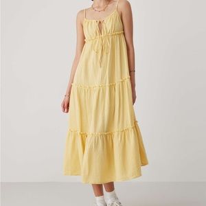 U-neckline Solid Ruffle Cami Maxi Dress